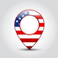 Map pointer with American flag
