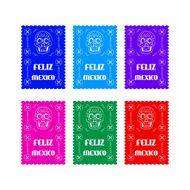 set colored poster paper in traditional Mexican style and patterns