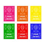 set colored poster paper in traditional Mexican style and patterns N2