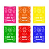 set colored poster paper in traditional Mexican style and patterns N4