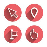 Mouse cursor icon Hand or Flag pointer symbols N6