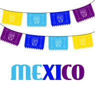 mexico multicolored template with hanging traditional mexican flags N2