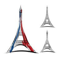 Vector eiffel tower on white background