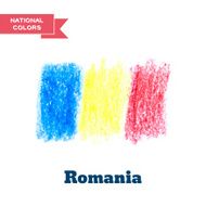 Handdrawn in pencil Romania flag