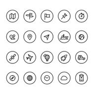 Different line style icons on circles set Technology N2
