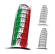 Pisa tower design on white background