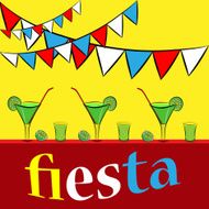 background with garlands of colored flags fiesta
