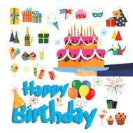 Set of vector birthday party elements Designer collection