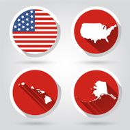 Set of USA country shape with flag N2