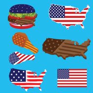 America Map Flag and American Fast Food