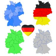 Set of Germany 3D map and heart