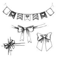 Hand drawn vector illustration - set of flags and ribbons N3