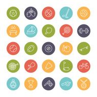Sports Line Round Color Icons Collection