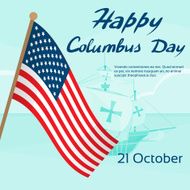 Happy Columbus Day Ship Holiday Poster United States America Flag N2