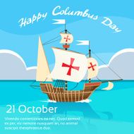 Happy Columbus Day Ship Holiday Ocean Blue Water Sky N2