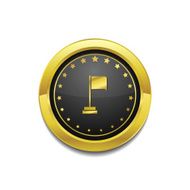 Flag Sign Golden Vector Icon Button