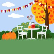 Autumn fall garden party background flat design vector