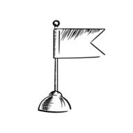 Icon of table flag on round stand sketch