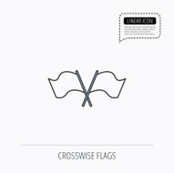 Crosswise waving flag icon Location pointer