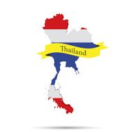 Thailland map and ribbon on white background