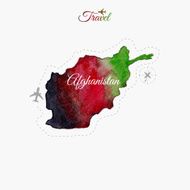 Travel around the world Afghanistan Watercolor map