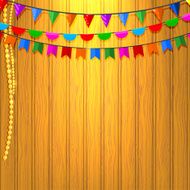Festive flags and pearl on a wooden background Vector