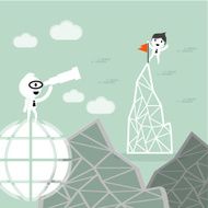 businessman with telescope finding success illustration N2