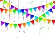 Garlands with flags streamers and confetti
