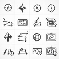Vector map and navigation icon set