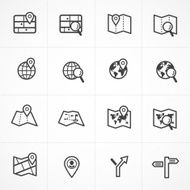 Vector navigation and map icon set