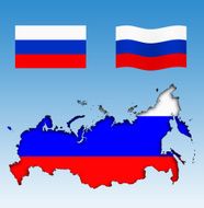Russian map with flags