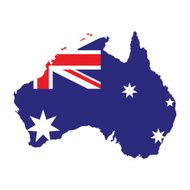 Australia flag on map