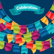 Celebration holiday greeting card with garland of flags N2