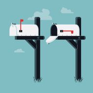 Rural curbside open and closed mailboxes N2