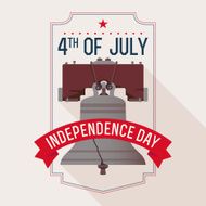 Fourth of July greeting with Bell Freedom illustration