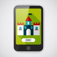 Building castle flat icon with long shadow eps10 N9