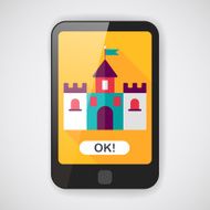 Building castle flat icon with long shadow eps10 N11