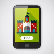 Building castle flat icon with long shadow eps10 N13
