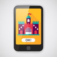 Building castle flat icon with long shadow eps10 N15