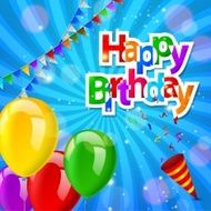 Happy Birthday greeting card with exploding confetti popper