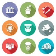 Street protests and the Presidents address Icons Set Vector Illustration