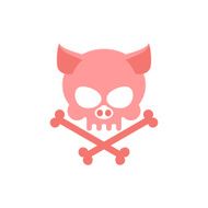 Pig skull with bones Head skeleton pig Logo for Halloween