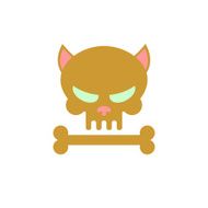 Cat skull with bones Head skeleton of kitty Logo emblem