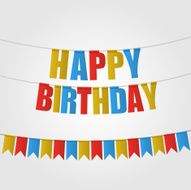 Happy birthday vector card carnival flag N2