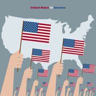 USA Map with Flags