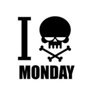 I hate Monday Symbol of hatred Emblem with skull