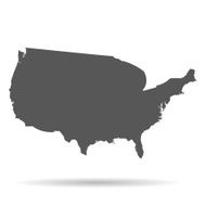 Map of America with shadow flat style white background