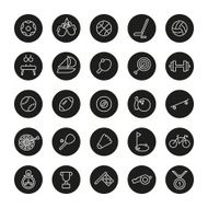 Sports Line Round Black Icons Collection