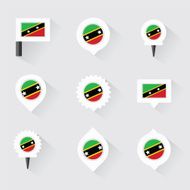 st kitts & nevis flag and pins for infographic