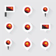 Papua New Guinea flag and pins for infographic